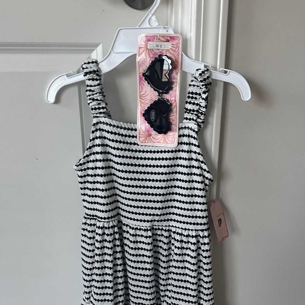 btween Black & White Striped Sundress for Girls